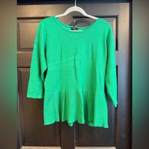 Women’s Green Peplum Sweater, XL